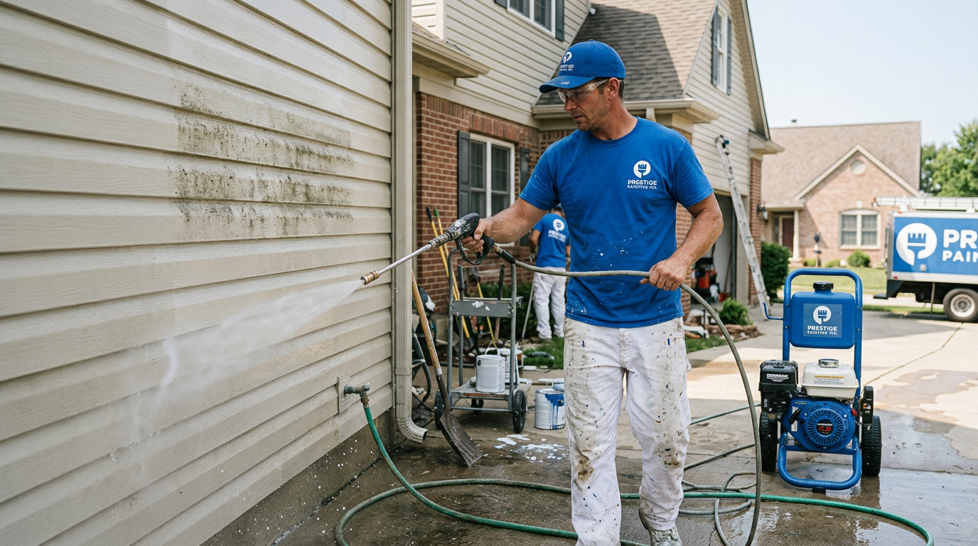Pressure washing an exterior surface in Kelowna